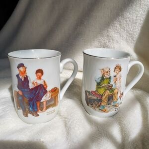 🌻2/$25🌻Vintage Norman Rockwell Mug Set Cobbler / Lighthouse Keeper's Daughter